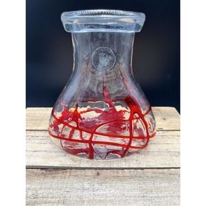 Margies Garden Westlake Village Hand Blown Red And Clear Glass Jug USA